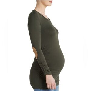 Olive Maternity Elbow Patch Long Sleeve Top